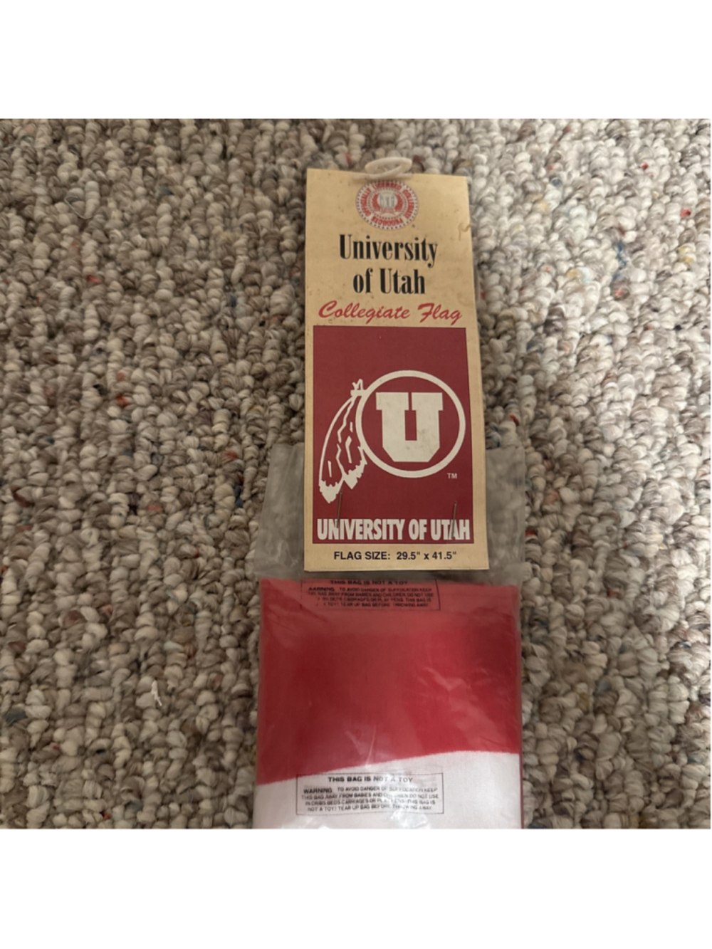 Vintage NEW University Of Utah 29.5” X 41.5” Flag Banner 1995 Old Logo